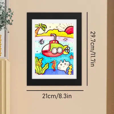 Children's Art Frame with Foam Strips, Wooden Professional Photo Frame
