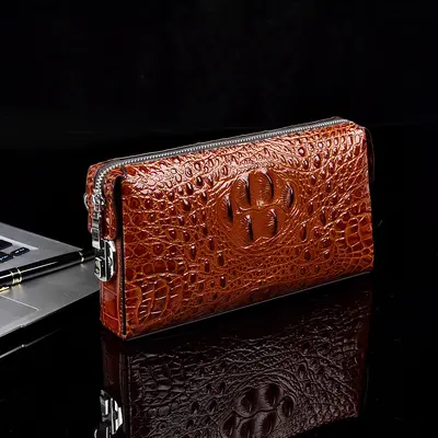 Men's Crocodile Pattern Clutch, Combination Lock - 9
