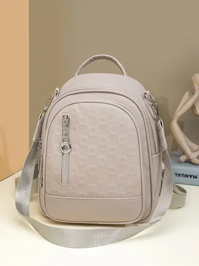 Soft PU Leather Women's Backpack, Minimalist Casual Commuter School Bag - 4