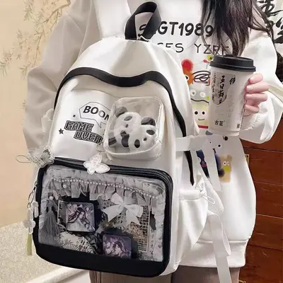 Japanese-Style Itabag Transparent School Backpack, Large Capacity - 4