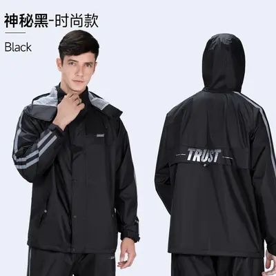 Oxford Cloth Two-Piece Raincoat Set Black Cycling and Work - 13
