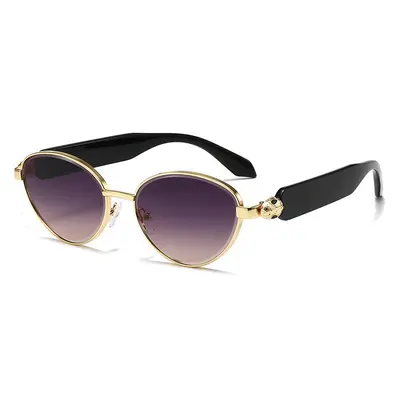 Cat-Eye Sonnenbrille mit ovalem kleinem Rahmen, Metall, Schlangenkopf-Design - 4