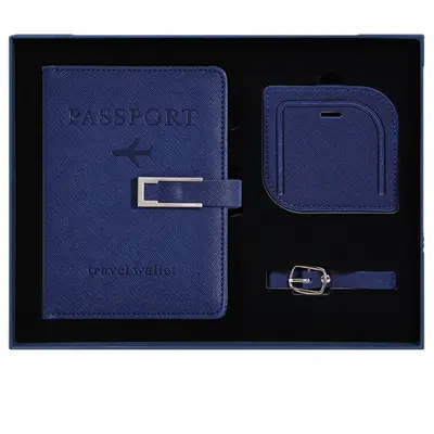 Cross-Border Passport Holder Custom Anti-Theft Anti-Degaussing Multifunctional Passport Holder Passport Bag Luggage Tag Set Logo Printing Available