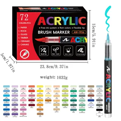 Acrylique Marker Kalem 366 Renk Seti Öğrenci Çizim Grafiti Kalem Yığılanabilir Güzel Sanatlar Malzemeleri Yumuşak Uçlu Marker Kalem - 12