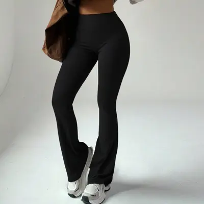 Cepli Kalça Kaldırıcı Yoga Pantolonu, Kadın Çan Paça Fitness Tayt - 3
