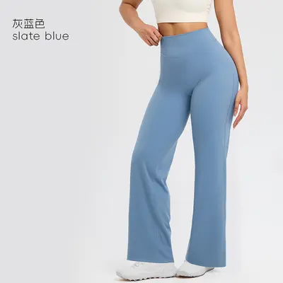Damen-Yogahose, lang, hohe Taille, gerades Bein, locker geschnitten - 7