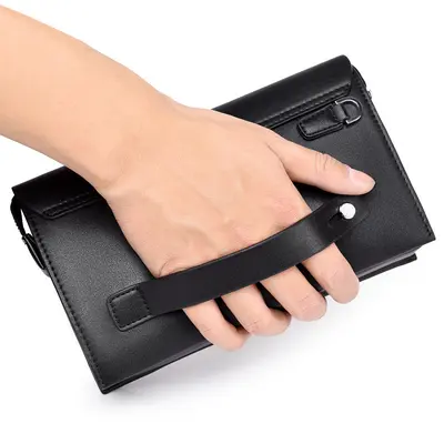 Men's PU Leather Business Clutch with Combination Lock - 4