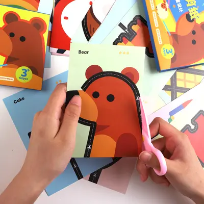 Montessori Kağıt Kesme Seti, Küçük Çocuklar İçin DIY El İşi Erken Eğitim Oyuncağı - 9