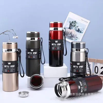 Double-Wall Stainless Steel Vacuum Sports Bottle with Strap - 5