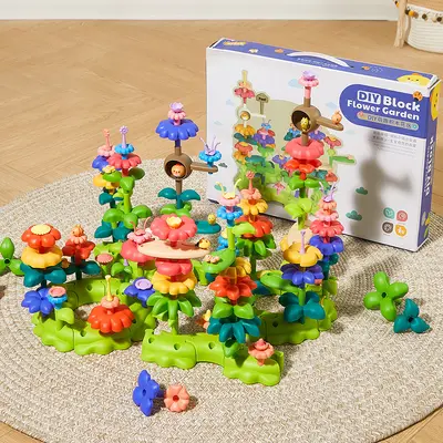 Large Particle Building Blocks for Boys and Girls, Educational Garden DIY Flower Set - 8