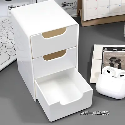 Mini masaüstü depolama kutusu, çekmeceli, kozmetik ve mücevher - 3
