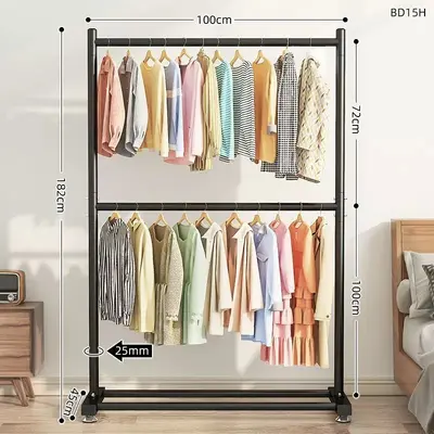 Double-Layer Floor-Standing Clothes Drying Rack for Bedroom - 9
