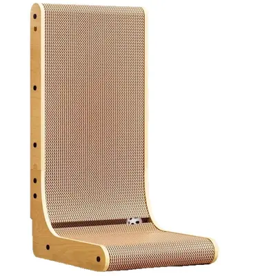 L-Shaped Cat Scratcher, Wall-Mounted, Integrated Nest, Corrugated Cardboard - 6