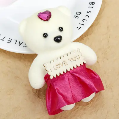 Diamond-Decorated Flocked Teddy Bear Plush Toy - 8