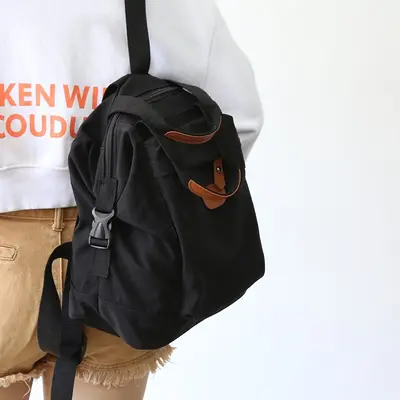 Retro Canvas Women's Backpack, Casual Schoolbag, Japanese Style - 7