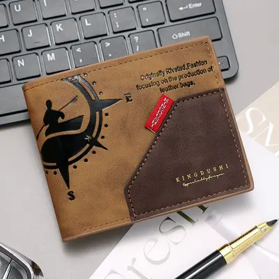 Men's Short Wallet, Retro Style, Multi-Card Slots, Zipper Coin Pocket - 8