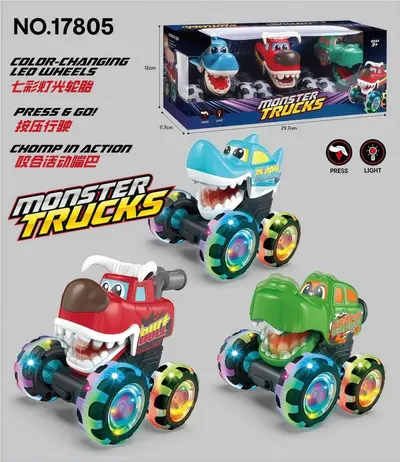 Press-and-Go Light-Up Monster Truck Toy with Inertia Wheels - 11
