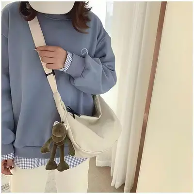 Erkekler, öğrenciler, modaya uygun kadınlar için kanvas çapraz çanta, moda markası, hip-hop, Japon tarzı, gündelik, çok yönlü küçük omuz çantası. - 10