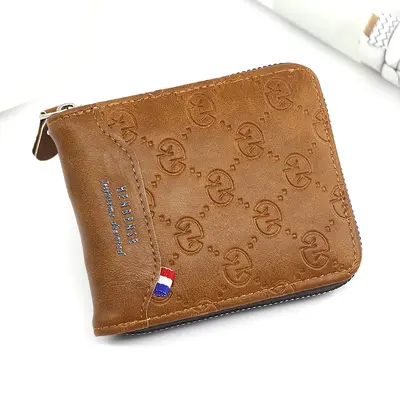 Men's Short Wallet, Printed Design, Zipper Two-Fold - 8