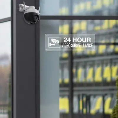 CCTV Kamera Uyarısı Şeffaf Su Geçirmez Vinil Etiket - 6