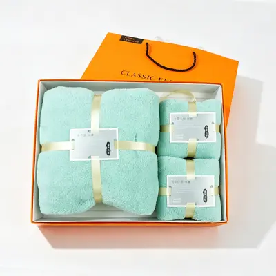 Mercan polar fleece havlu üç parçalı set - 11