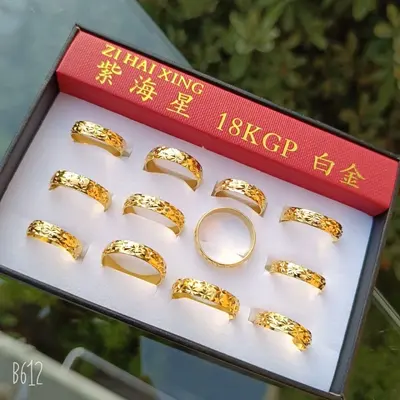 Platinierter Ring mit farbigem Edelstein, nicht verblassend, leichter Luxus - 13