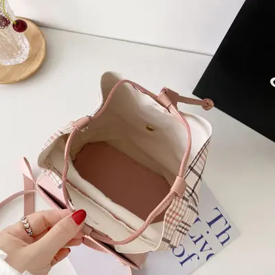 Women's mini bucket backpack, waterproof, Korean style