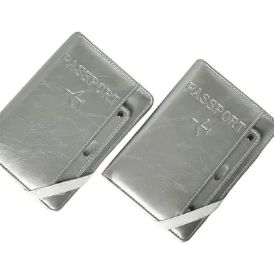 Niche Korean Style Silver Gray Passport Holder High-End Travel Document Organizer ID Card Storage Set Wallet Premium Quality