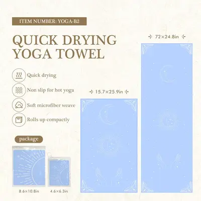 Non-Slip Yoga Mat Towel with Corner Straps, Quick-Dry - 12