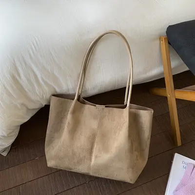 Women's Soft Leather Tote Bag, Large Capacity, Minimalist Retro Design - 10