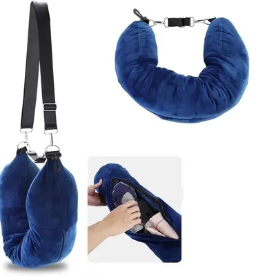 Yeni seyahat başlığı, yumuşak peluş, kıyafetlerle doldurulabilir, bagaj yastık kılıfı, dış mekan çok fonksiyonlu U şeklinde taşınabilir başlık