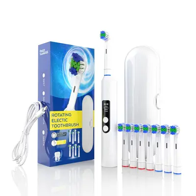 Fully Automatic Rotary Electric Toothbrush, Rechargeable, 4-6-8 Brush Heads - 7