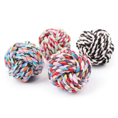 Multicolor Woven Cotton Rope Pet Toy, Chew-Resistant, Small 55g - 4