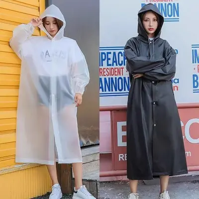 Reusable one-piece raincoat, long style, for cycling - 3