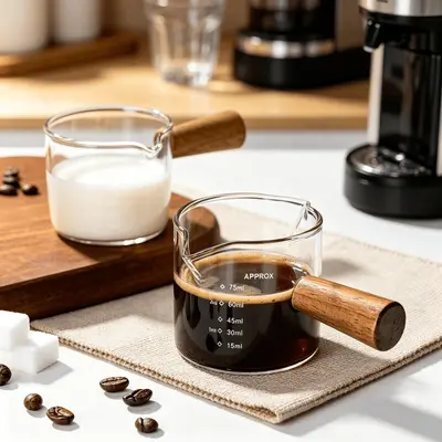 Glass Espresso Milk Jug with Scale, Extraction Measuring Cup, Sauce Dish