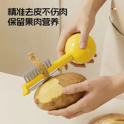 专利现货不倒翁削皮刀新款厨房果蔬刷削皮器加厚不锈钢削皮刀 - 5