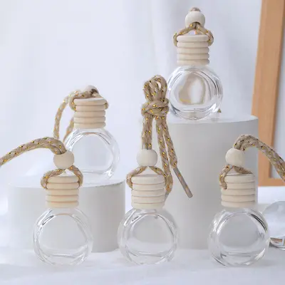Round Car Perfume Bottle, Empty Essential Oil Pendant Bottle - 3