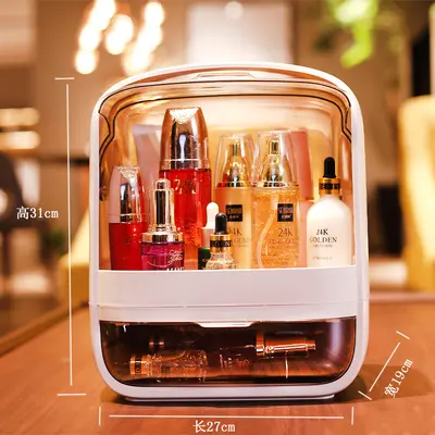 Minimalist cosmetics storage box, large capacity, desktop, dust-proof - 11