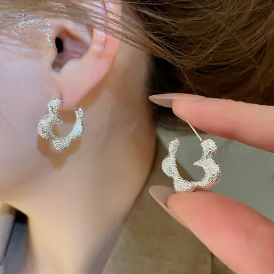 Silver Circle Earrings, Needle Post Studs