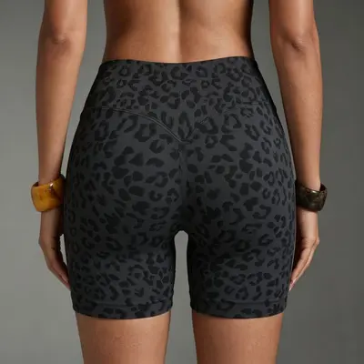 Dikişsiz 3D batik desenli üç çeyrek yoga taytı, yüksek bel kaldırıcı, leopar desen - 3