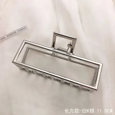 Kalın saçlar için büyük gümüş metal saç tokası, geometrik saç pençe tokası, saç aksesuarı, Kore köpekbalığı tokası. - 11