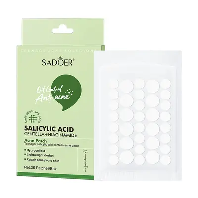 Полный английский пластырь от акне SADOER Teen Salicylic Acid Centella Acne Patch Fades Acne Marks Whiteheads Blackheads Cross-border