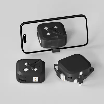 Ladekabel 3 in 1 mit Logo-Druck auf dem Ständer, kompatibel mit 15 USB-C-Geschenken, benutzerdefiniertes 3-in-1-Ladekabel, Schnellladevorrichtung - 7