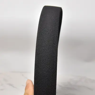Siyah overlok kenarlı elastik bant, 1-10 cm, kalın, şapka ve giysi için - 5