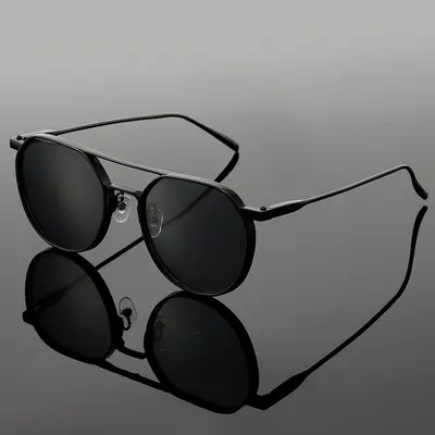 Retro Oval Metal Frame Aviator Sunglasses, Double Bridge, UV Protection