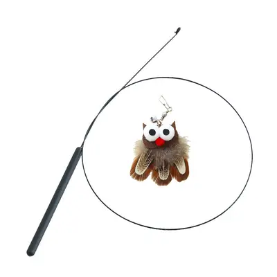 Owl Sisal Rope Bird Cat Teaser Wand with Bell, Chew-Resistant Cat Toy - 6