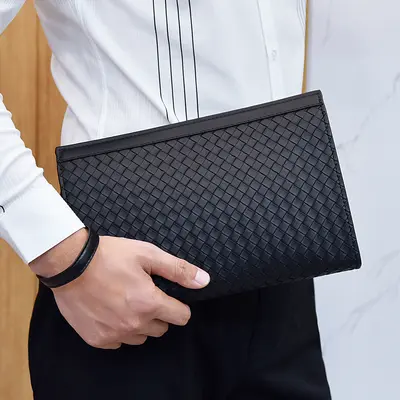 Herren-Clutch mit Webmuster, große Kapazität, Umschlag-Dokumententasche - 5