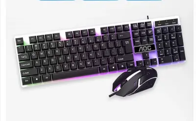 AOC KM100 Wired USB Backlit Keyboard and Mouse Set - 7