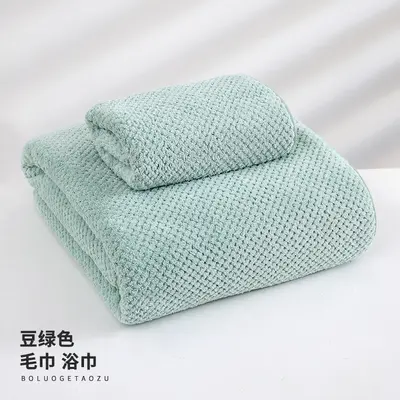 Bathroom towel coral velvet thickened pineapple grid towel bathroom towel water-absorbent quick-drying household adult thickened bathroom towel - 13
