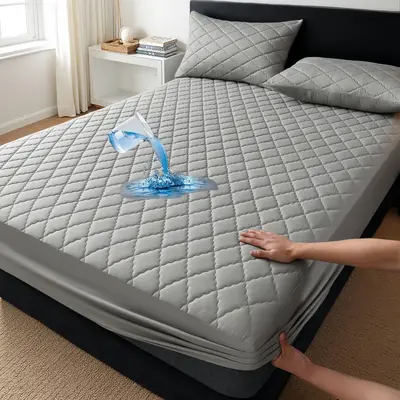 Mattress protector sheet, waterproof, quilted, solid color - 12